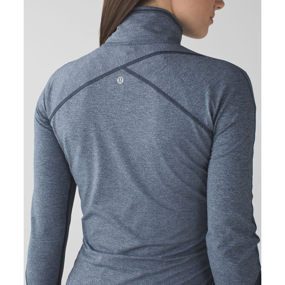 Lululemon Kriss Cross 1/2 Zip Pullover Heathered Inkwell Blue Thumbholes Size 6 - Picture 9 of 16